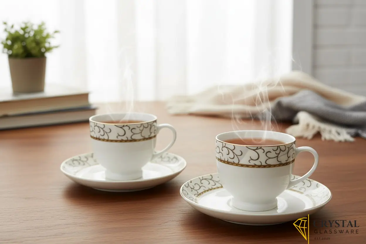Premium fine porcelain 6 piece Cups and Saucers 